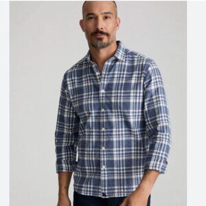Untuckit Flannel Heathered Blue Plaid Morenillo Shirt XL